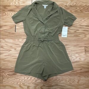 Athleta Olive Short Sleeve Avenue Romper